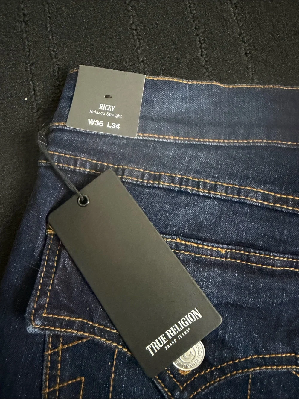True Religion Men's Dark Indigo Straight Jeans
